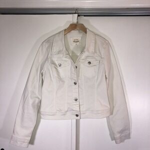 Basic Denim Wax Jeans Womens White Jean Jacket